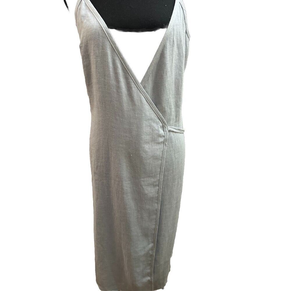 Linen Handmade Studio Resort Wear Women's Wrap Dress Size 6 Blue 100% Linen NWT